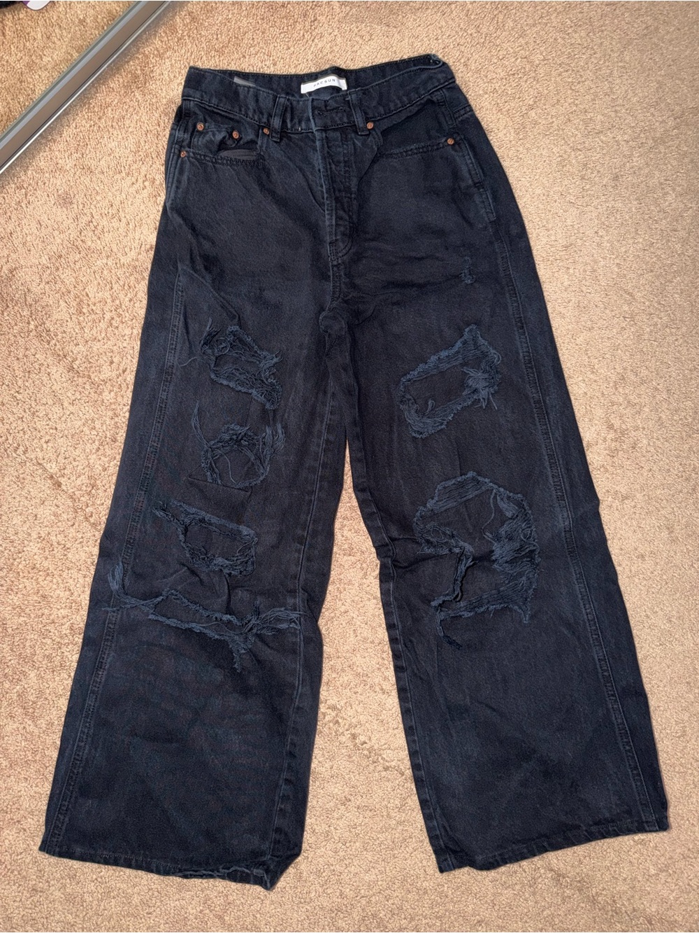 PacSun Black Distressed Ripped Baggy Jeans